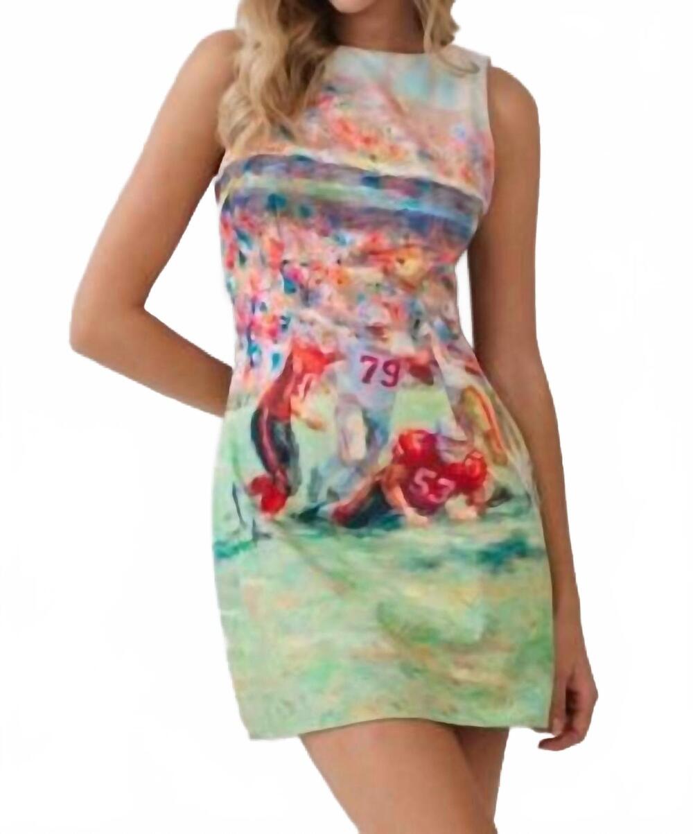 NEW TCEC abstract football print open back mini dress